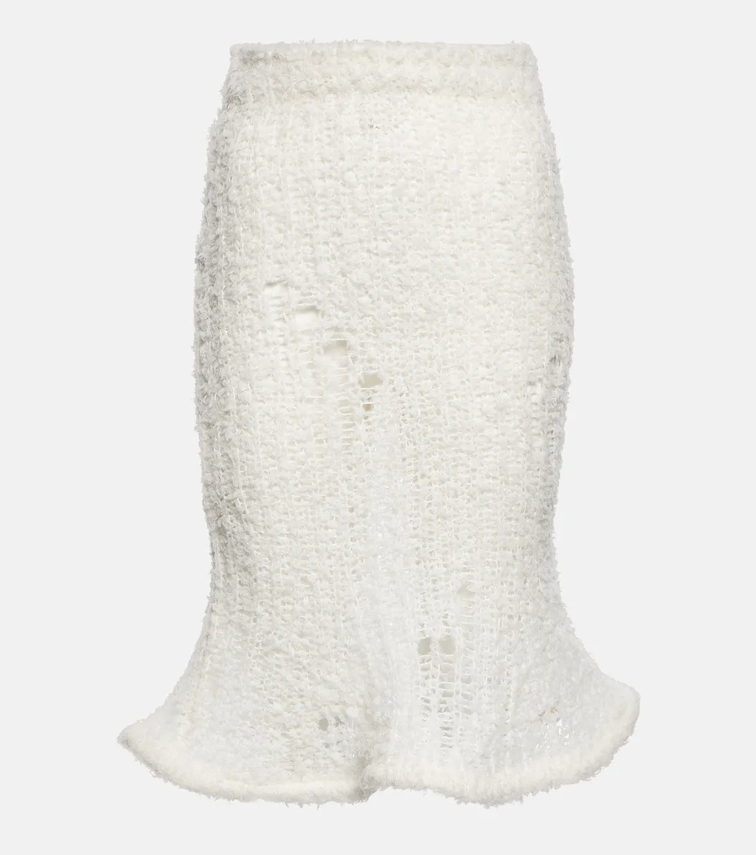 ACNE STUDIOS semi-sheer wool blend midi skirt, white