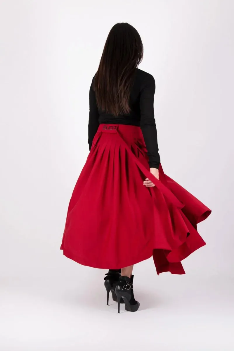 Asymmetrical Long Red Skirt ZEFIRA SALE