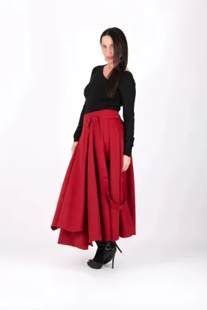 Asymmetrical Long Red Skirt ZEFIRA SALE