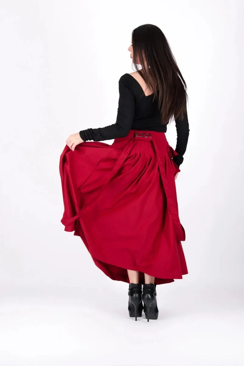 Asymmetrical Long Red Skirt ZEFIRA SALE