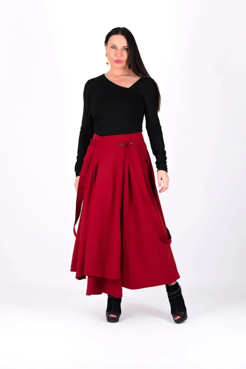 Asymmetrical Long Red Skirt ZEFIRA SALE