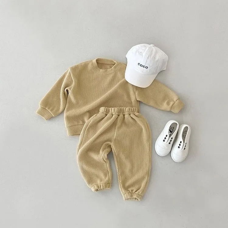 Baby/Toddler Corduroy Matching Sweatshirt and Pants Set (6 Colors)