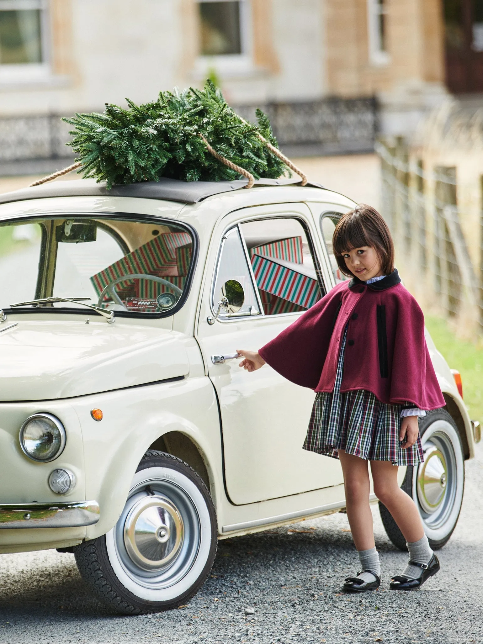 Burgundy Clara Girl Cape