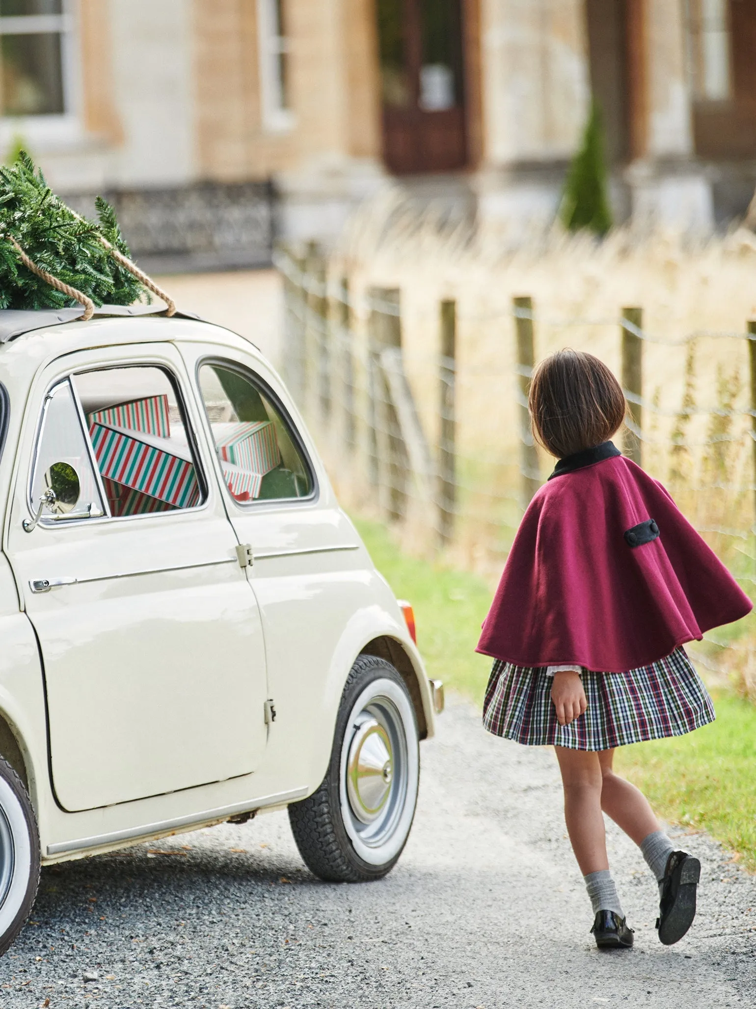 Burgundy Clara Girl Cape