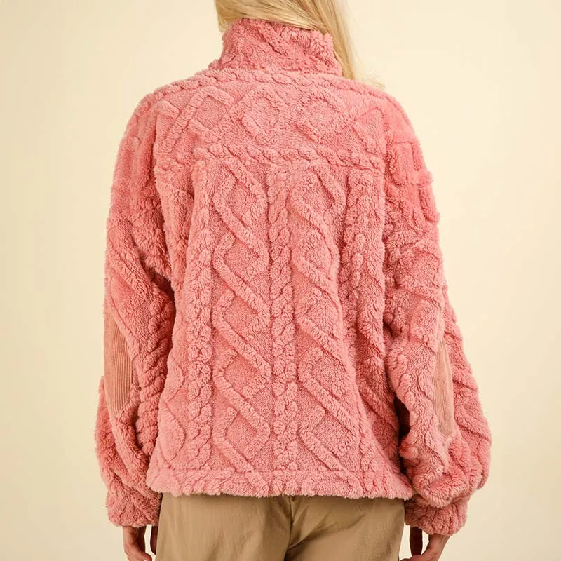 Cable Fuzz Quarter Zip Pullover