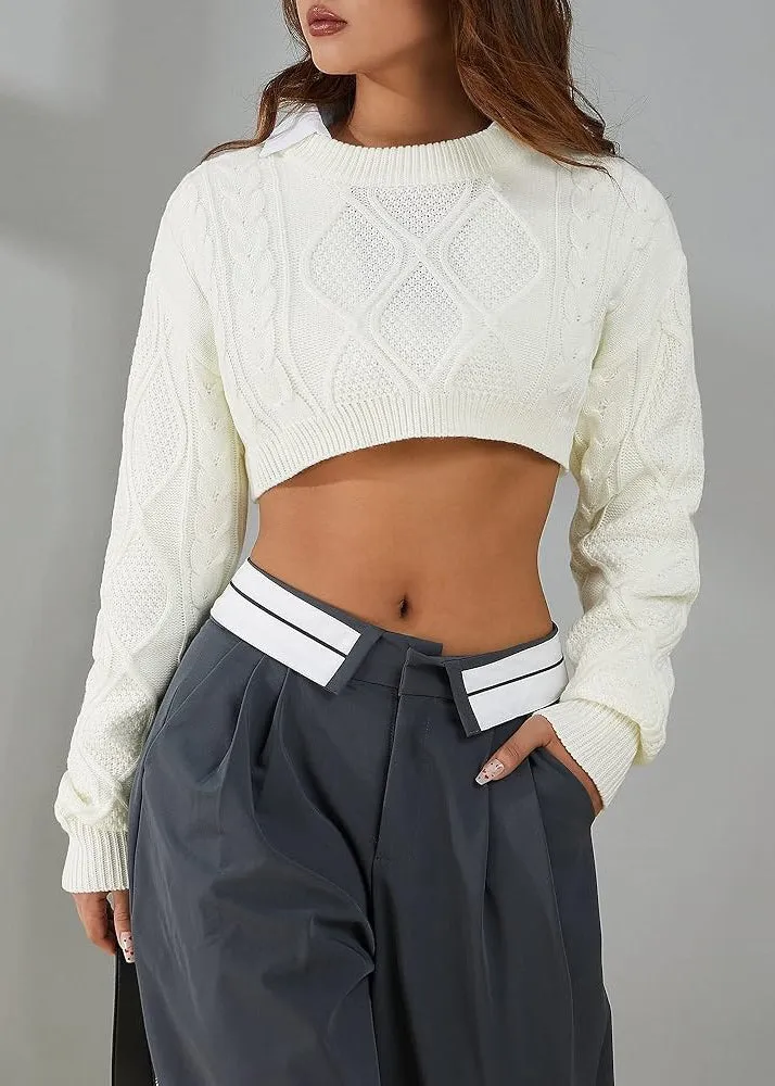 Cable Knit Cropped Sweater