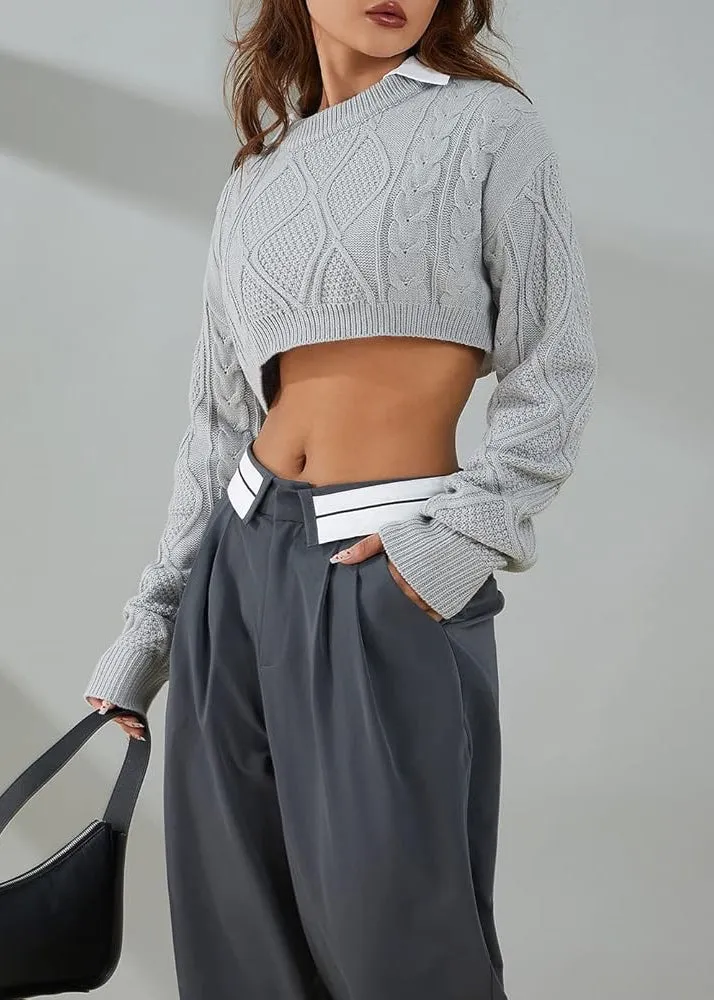 Cable Knit Cropped Sweater