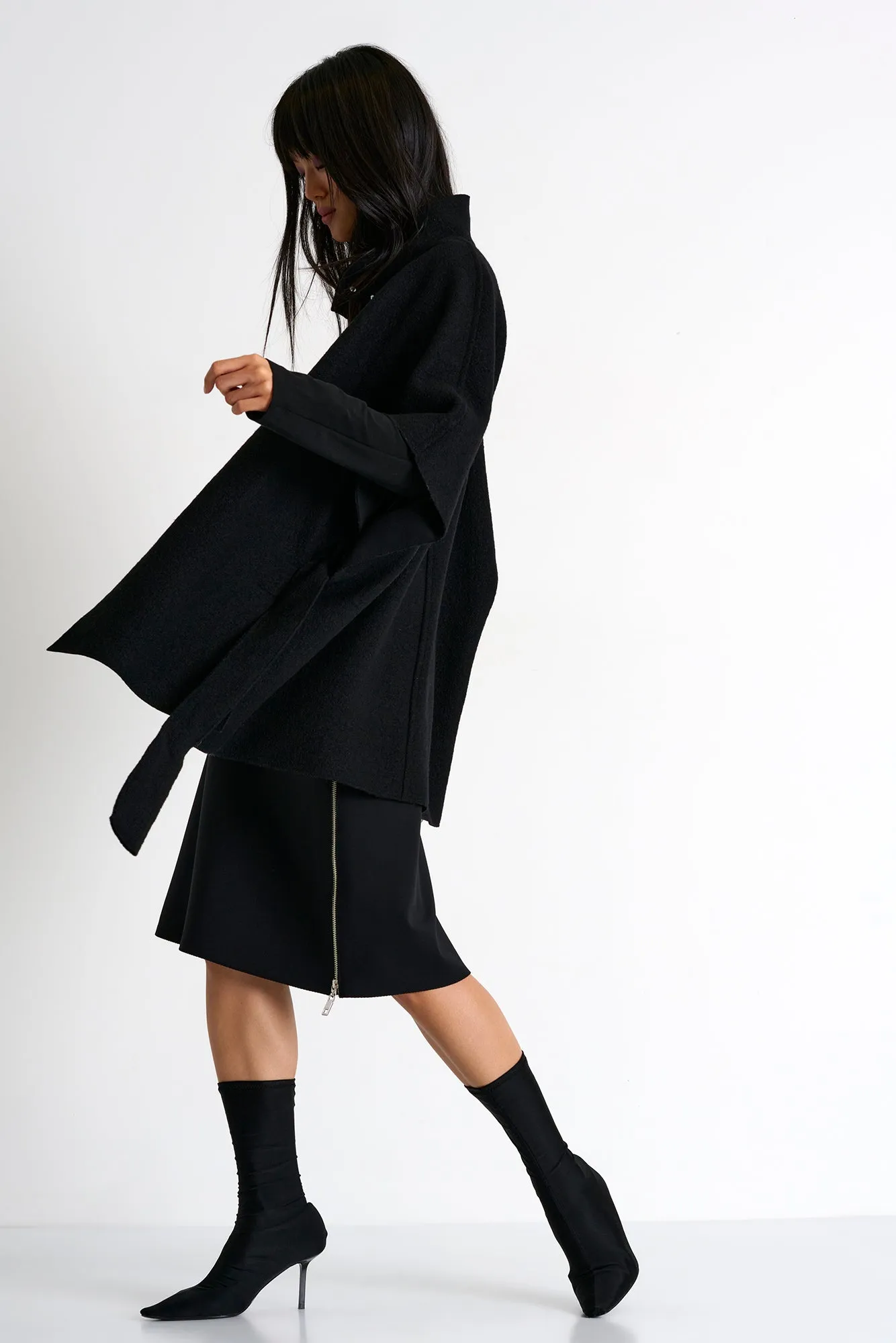 Cape-Style Wool Coat - 52376-73-800