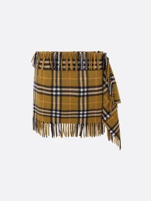 Check Wool Cashmere Wrap Skirt