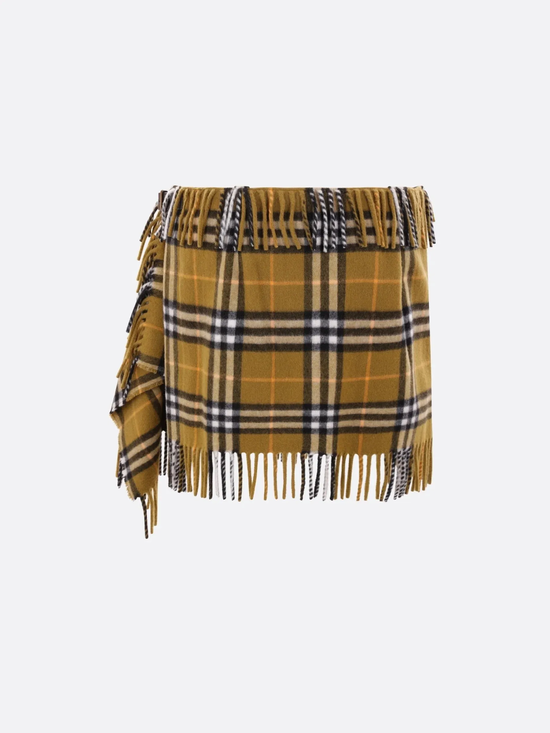 Check Wool Cashmere Wrap Skirt