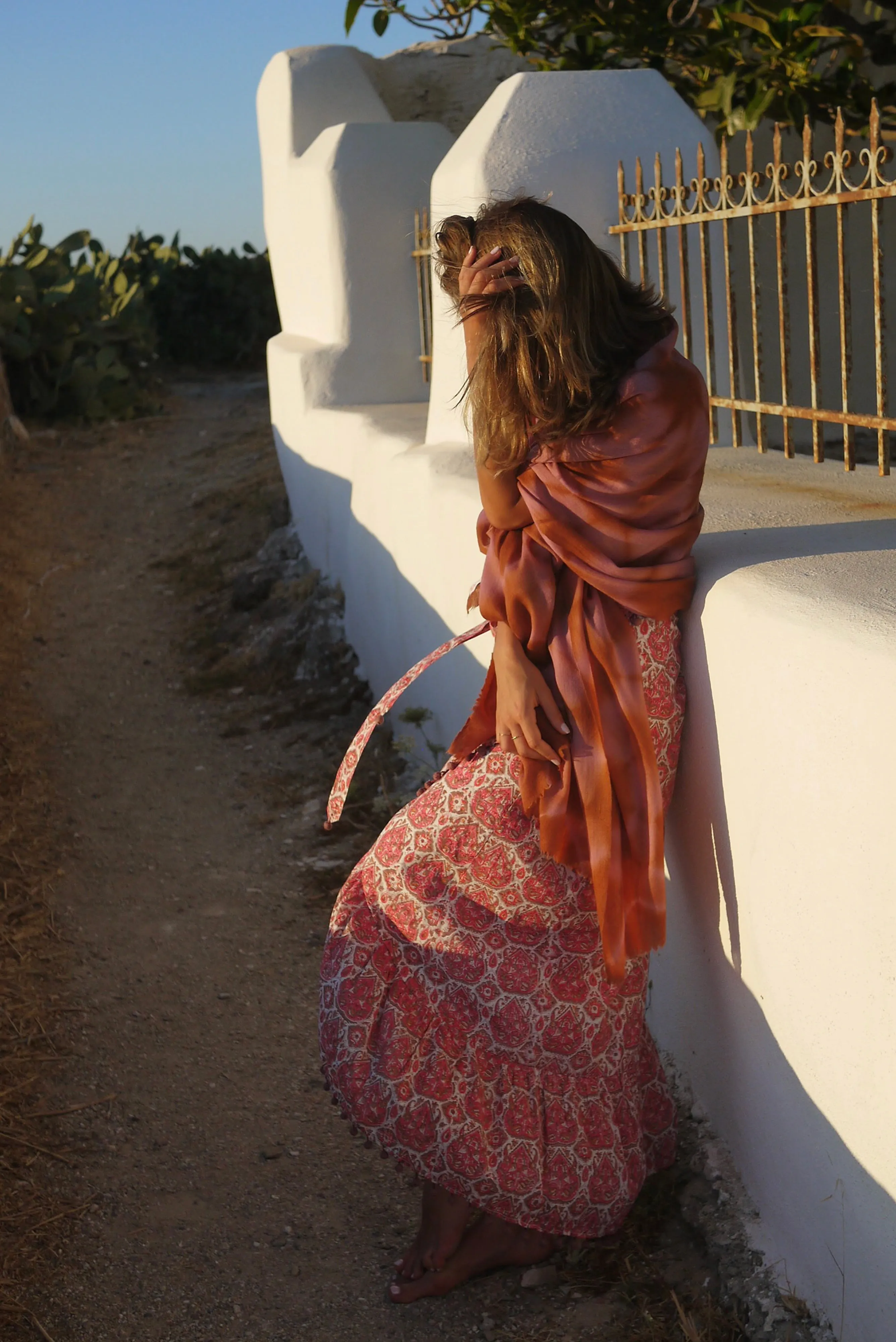 Clamp Dyed Pashmina - Lavender & Cocoa