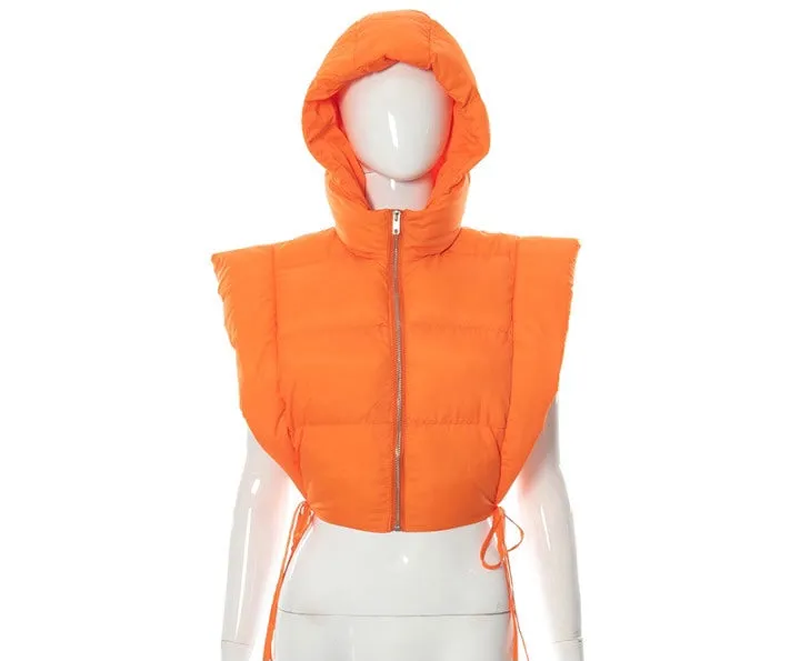 Classic Hooded Puffer crop vest jacket