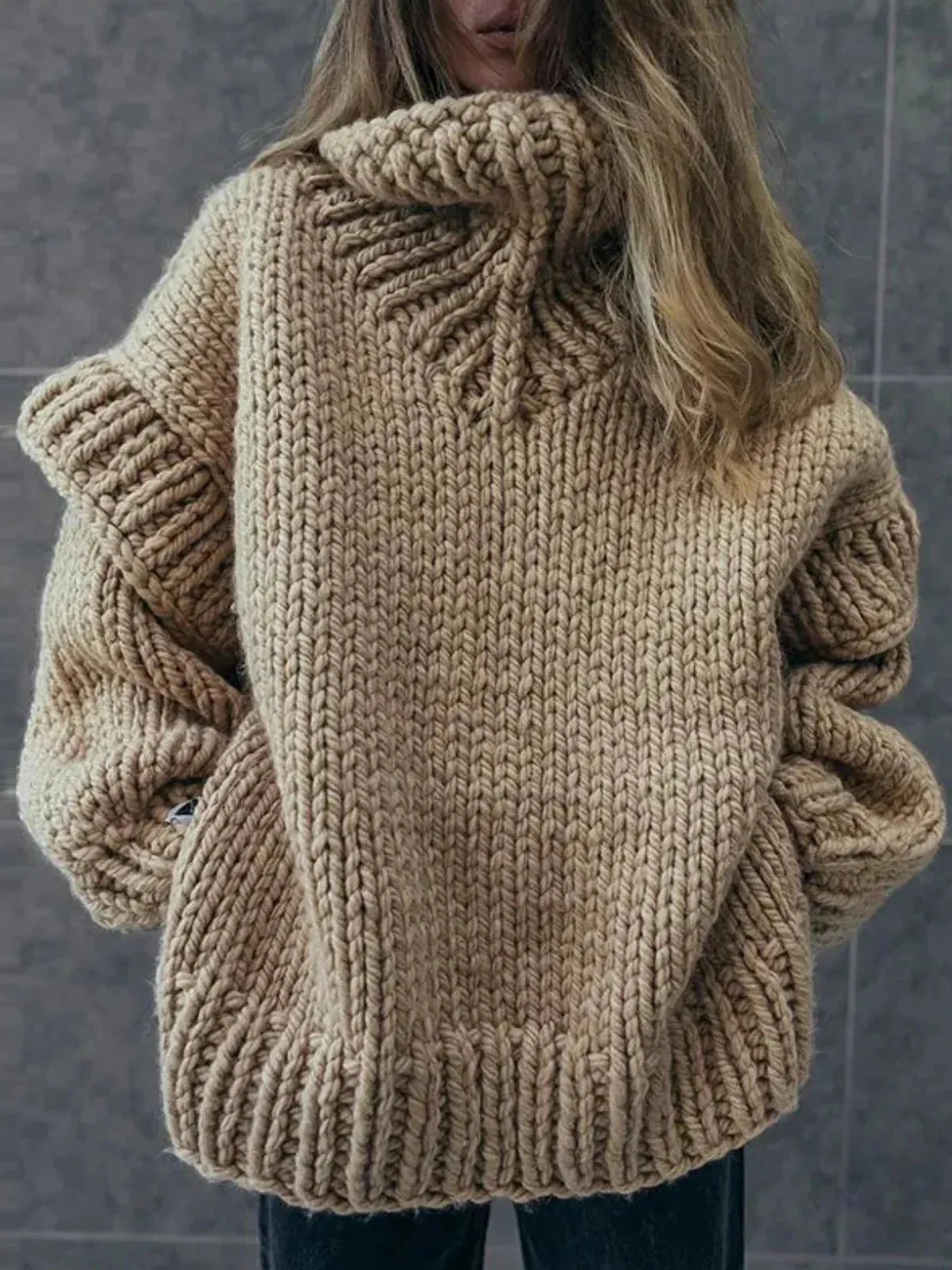 Cozy Knit Oversized Turtleneck Sweater