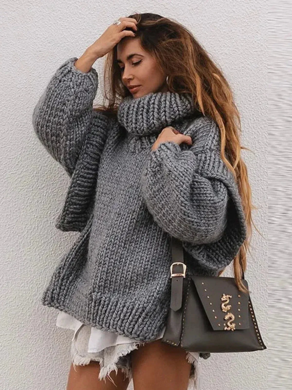 Cozy Knit Oversized Turtleneck Sweater