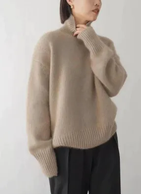 Cozy Oversized Turtleneck Sweater - Soft Knit Winter Pullover