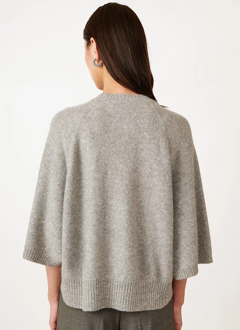 Cropped Short Sleeve Cape with Sequins