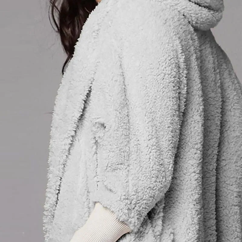 Fluffy Hooded Open Front Teddy Coat & Short Sets