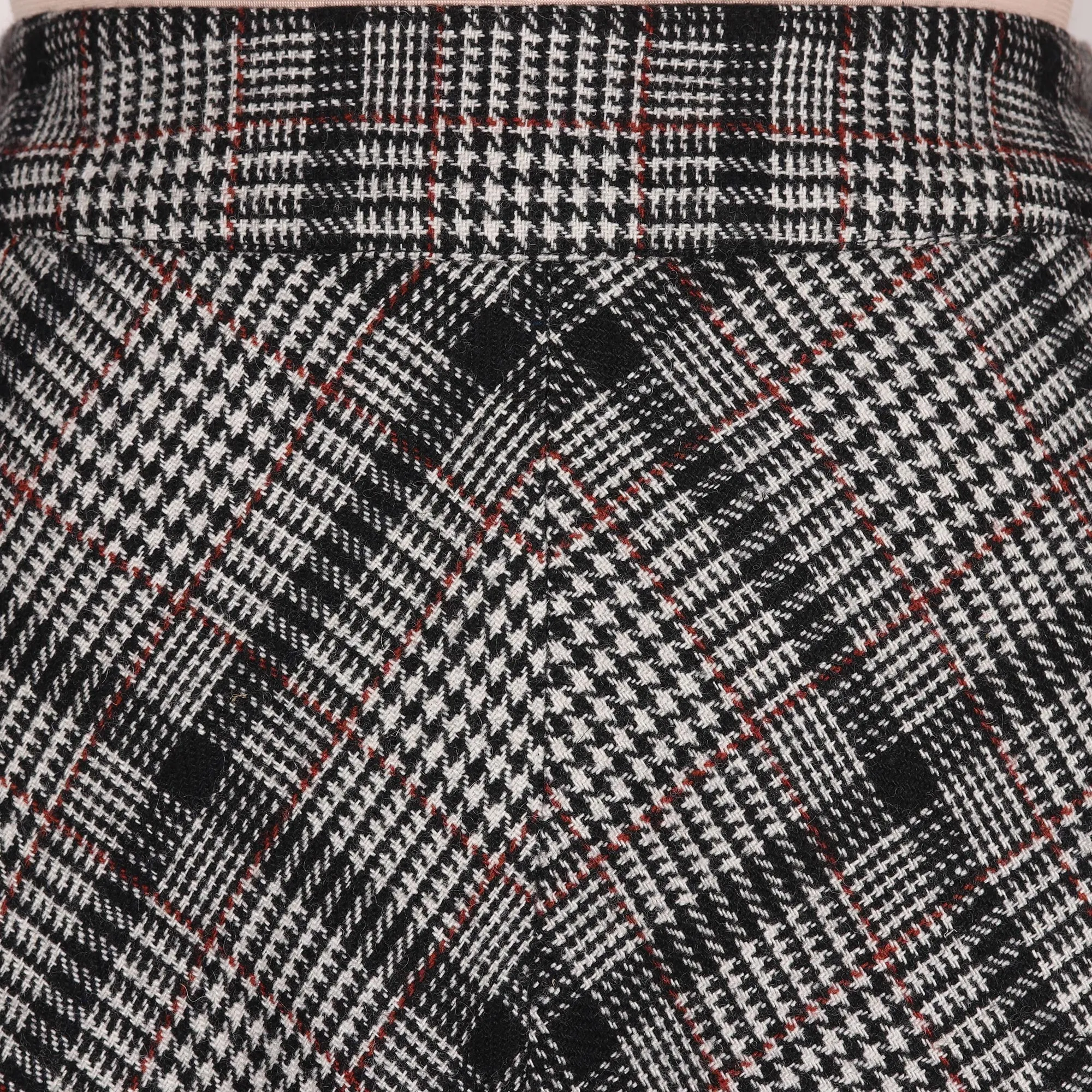 Hand Crafted Wool Blend Houndstooth Skirt - Jaipur Chic in Houndstooth | NOVICA