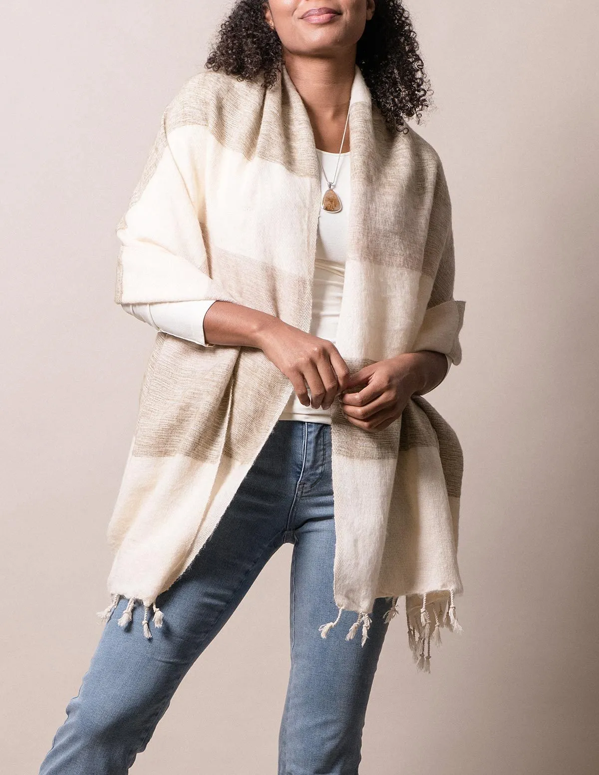 Himalayan Yak Wool Wrap - Cream