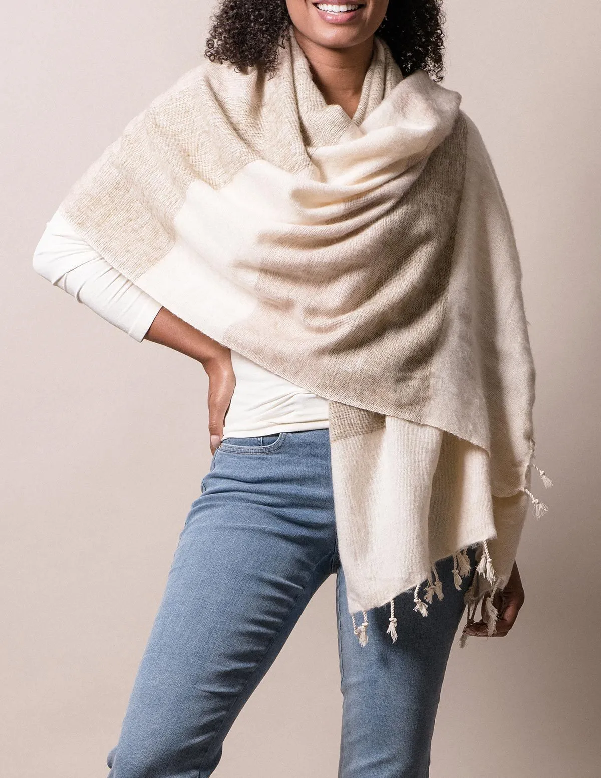 Himalayan Yak Wool Wrap - Cream