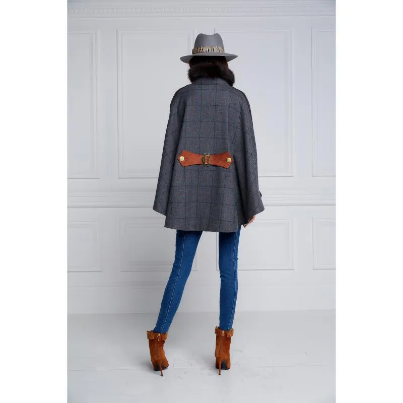 Holland Cooper Chiltern Ladies Cape - Mid Blue Check