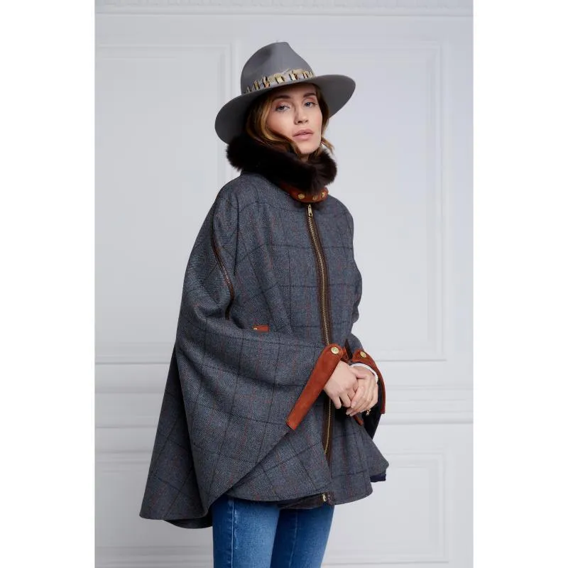 Holland Cooper Chiltern Ladies Cape - Mid Blue Check