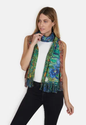 Irises Painting Super Soft Wool Fringed Scarf