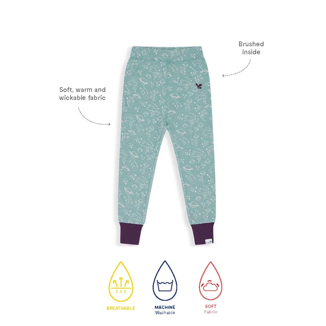 Kids Thermal Leggings Green