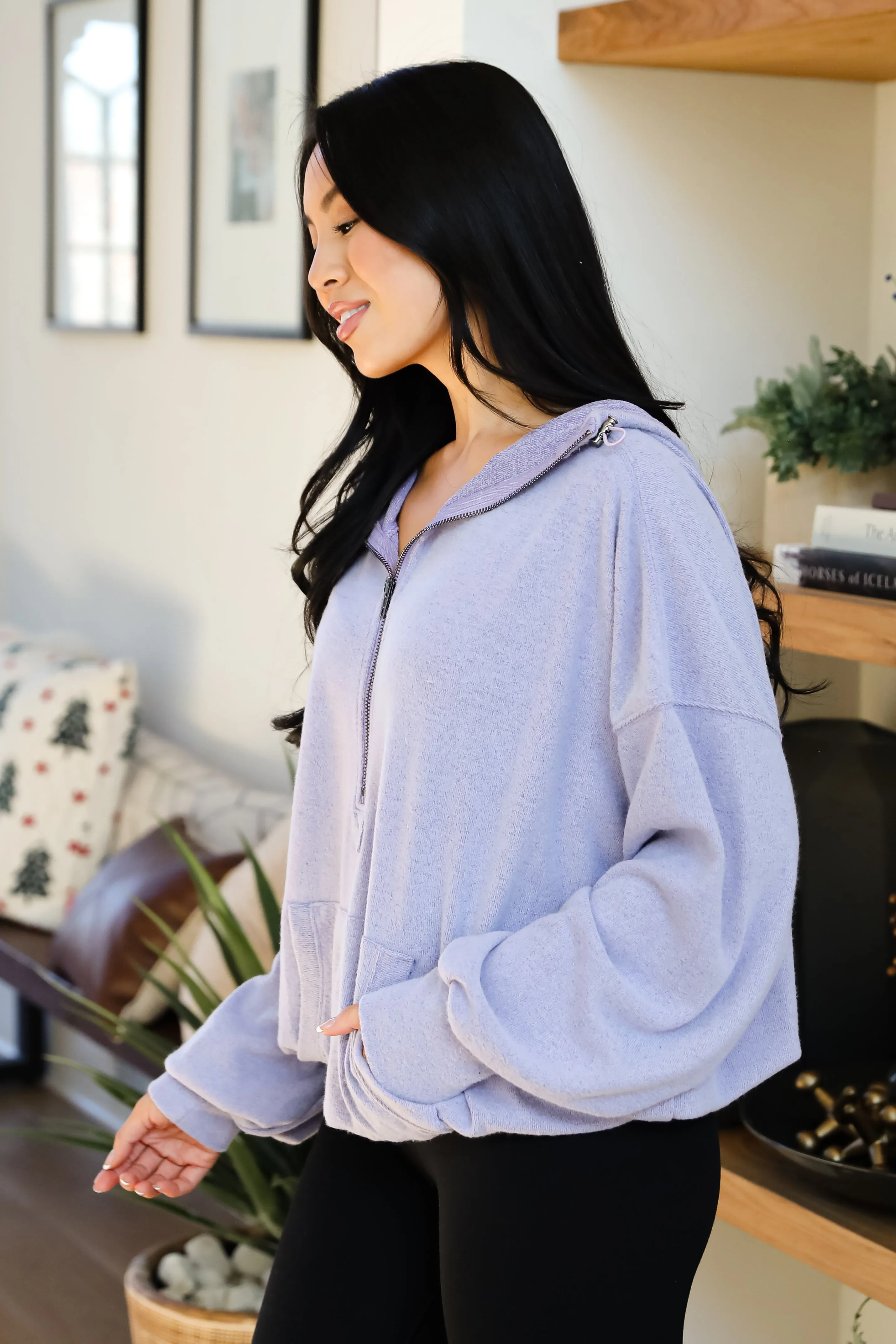 Laidback Days Periwinkle Soft Knit Hooded Pullover