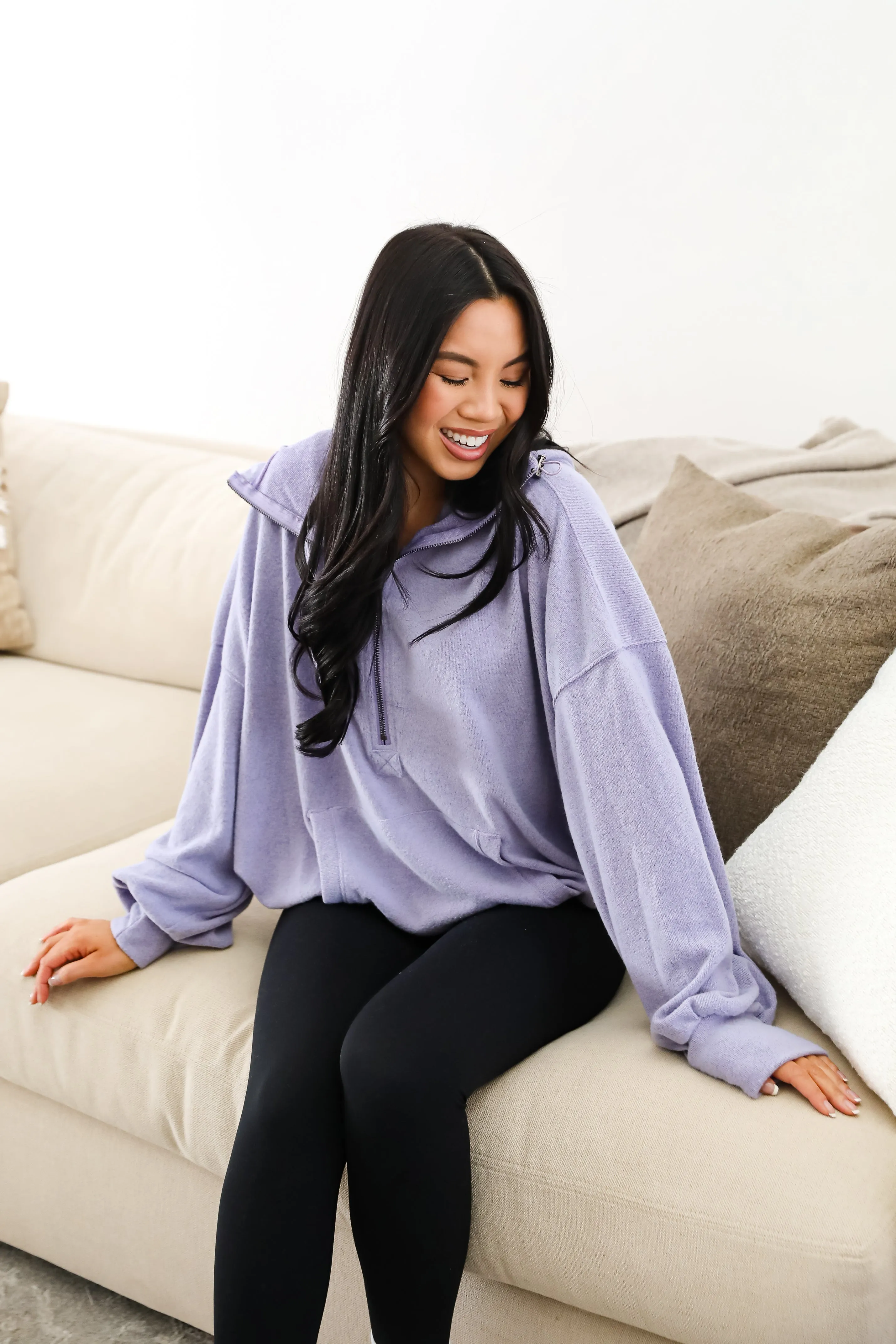 Laidback Days Periwinkle Soft Knit Hooded Pullover