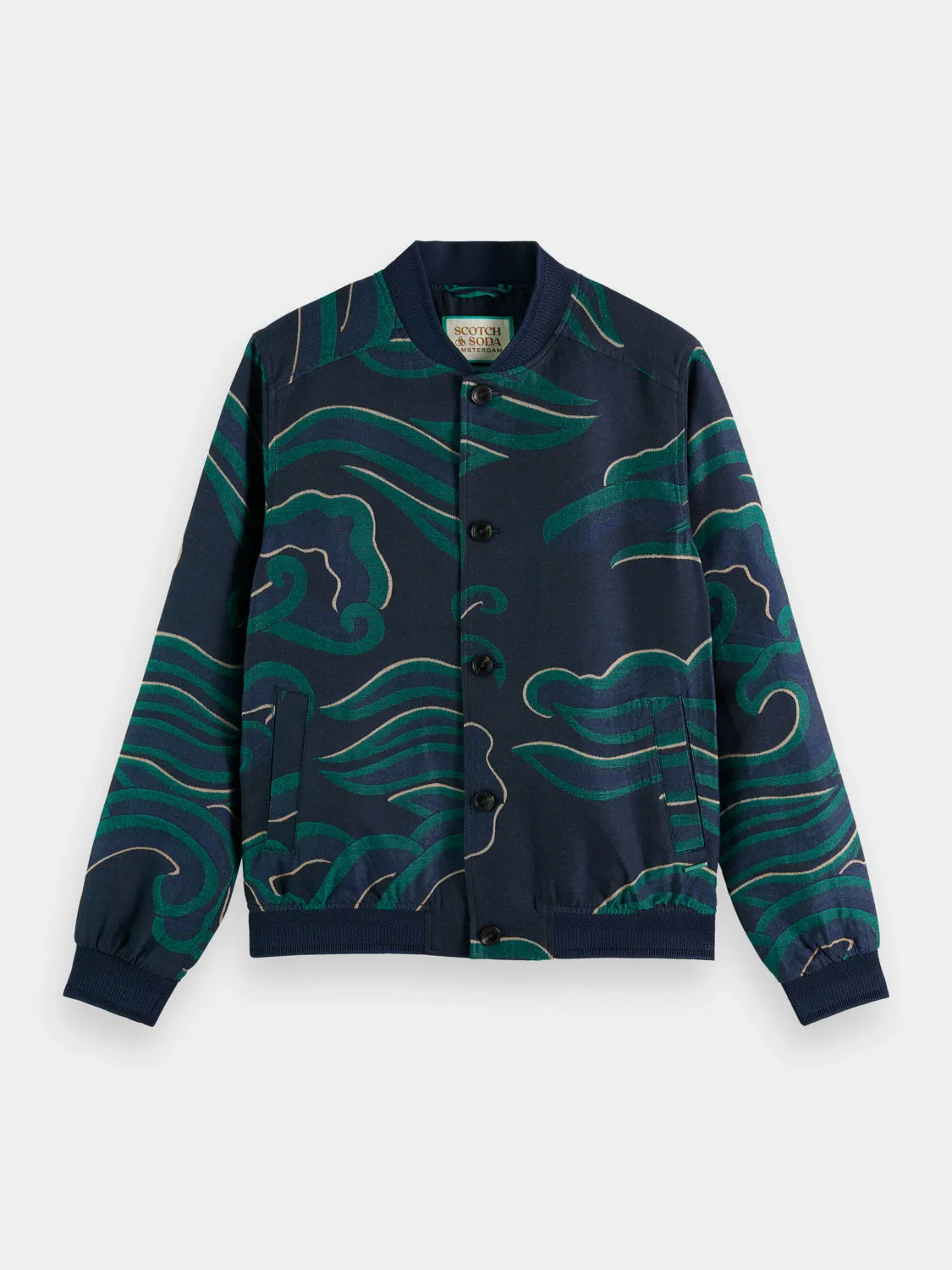 Lightweight jacquard bomber jacket