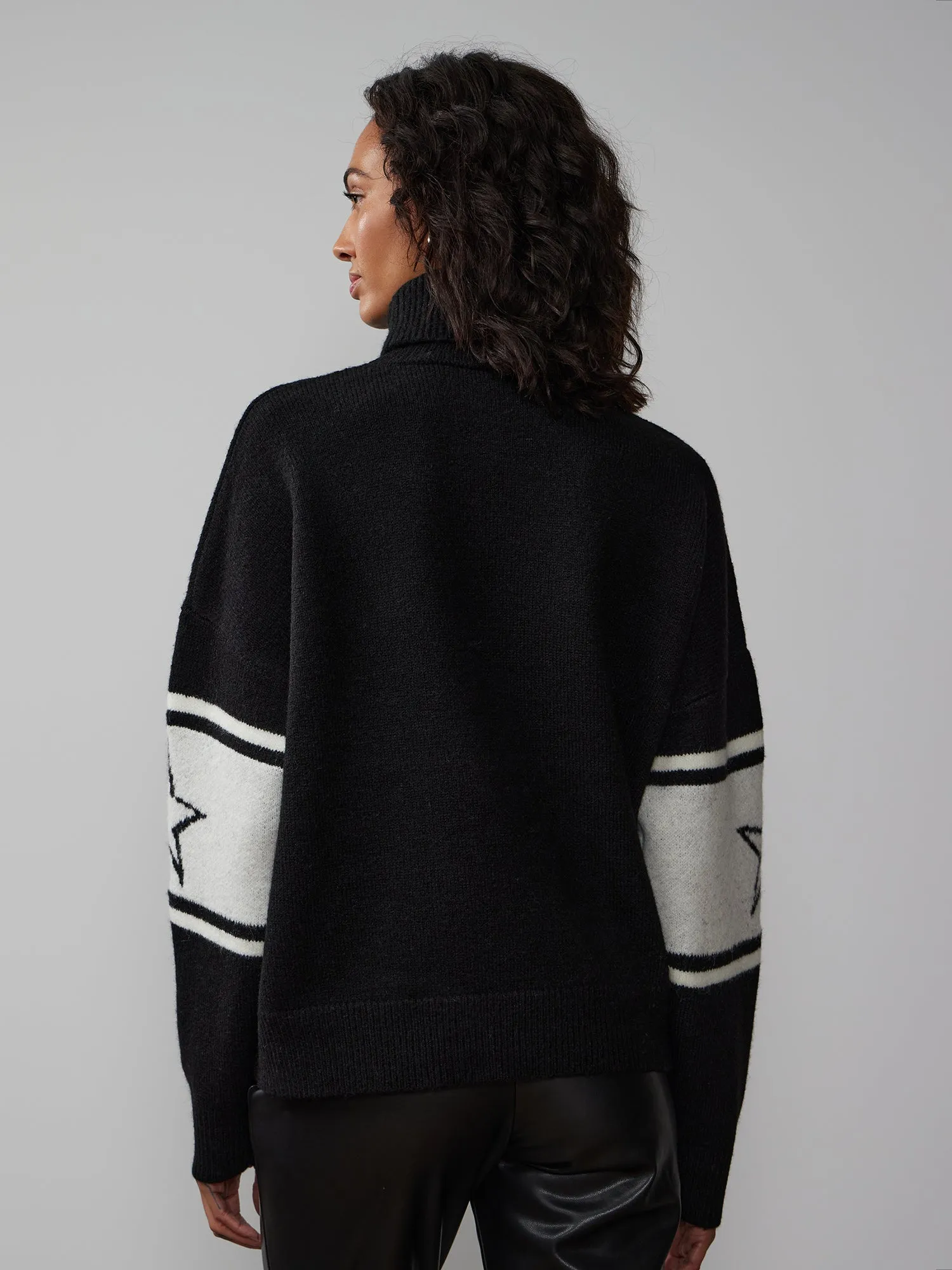 Long Sleeve Turtleneck Star Stripe Sweater