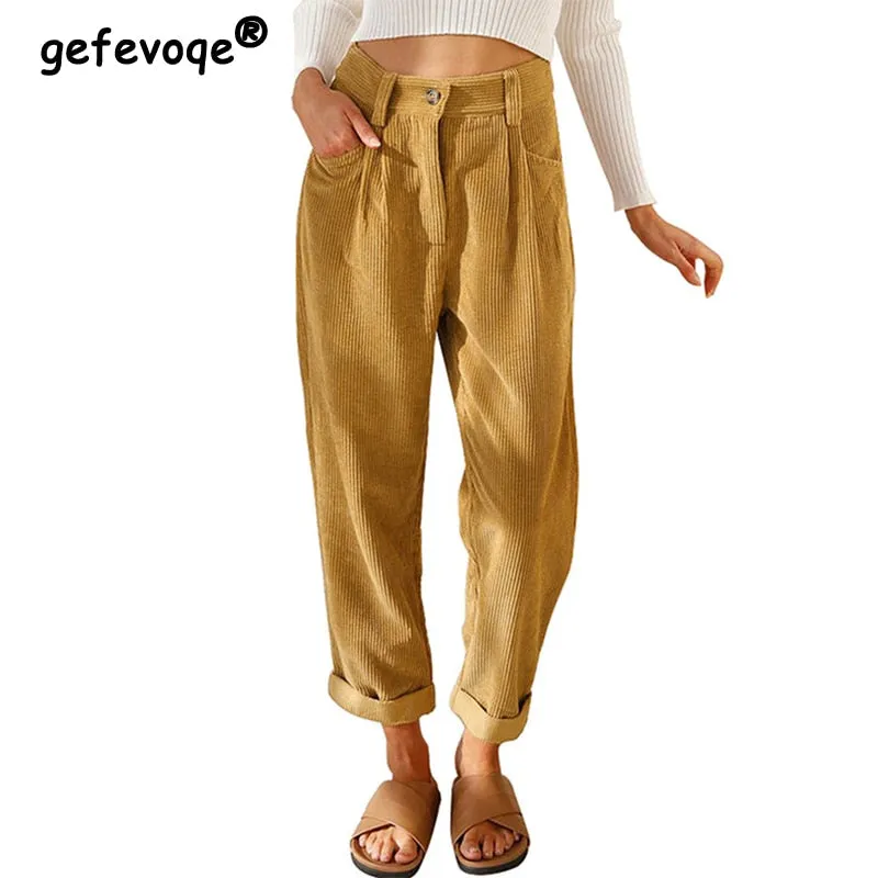 Loose Casual Corduroy Straight Pants