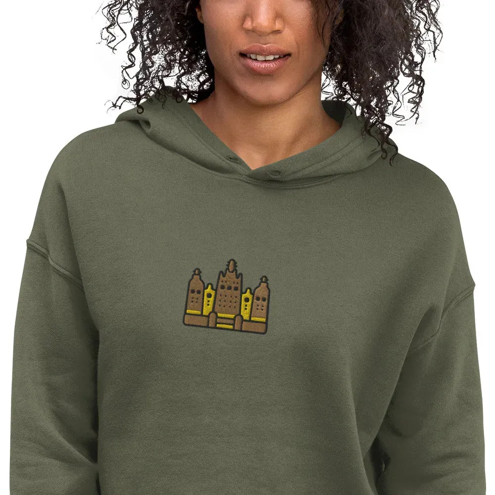 Malian Great Mosque Embroidered Cropped Hoodie