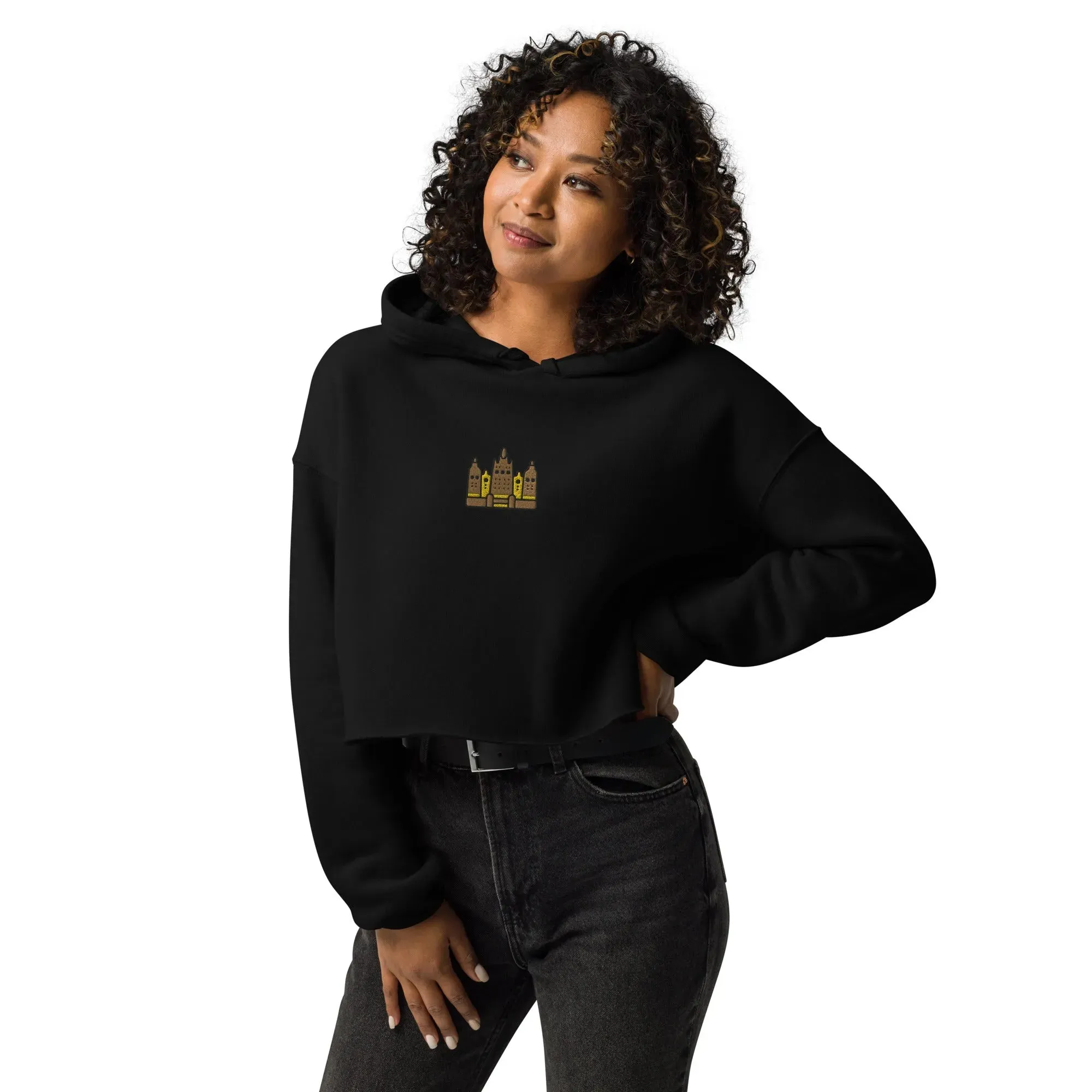 Malian Great Mosque Embroidered Cropped Hoodie