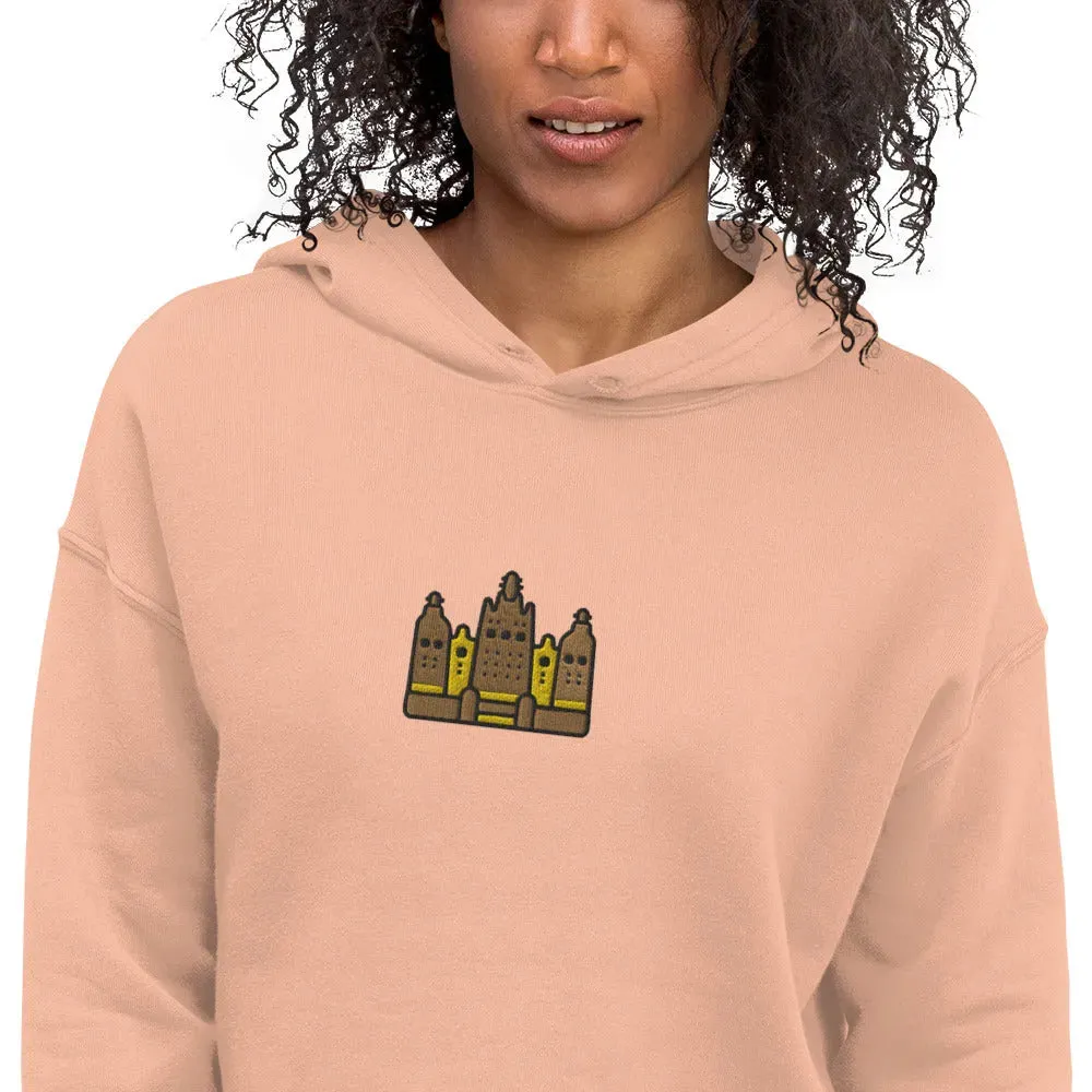 Malian Great Mosque Embroidered Cropped Hoodie