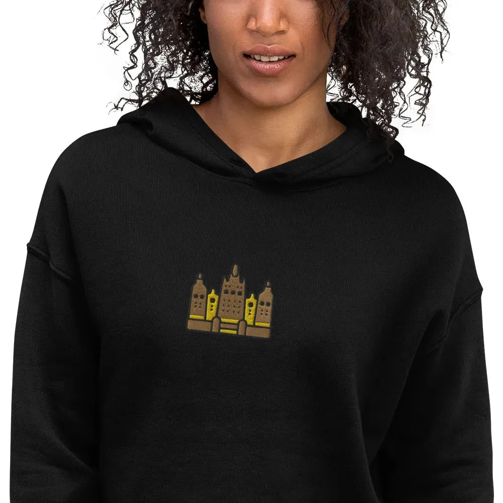 Malian Great Mosque Embroidered Cropped Hoodie