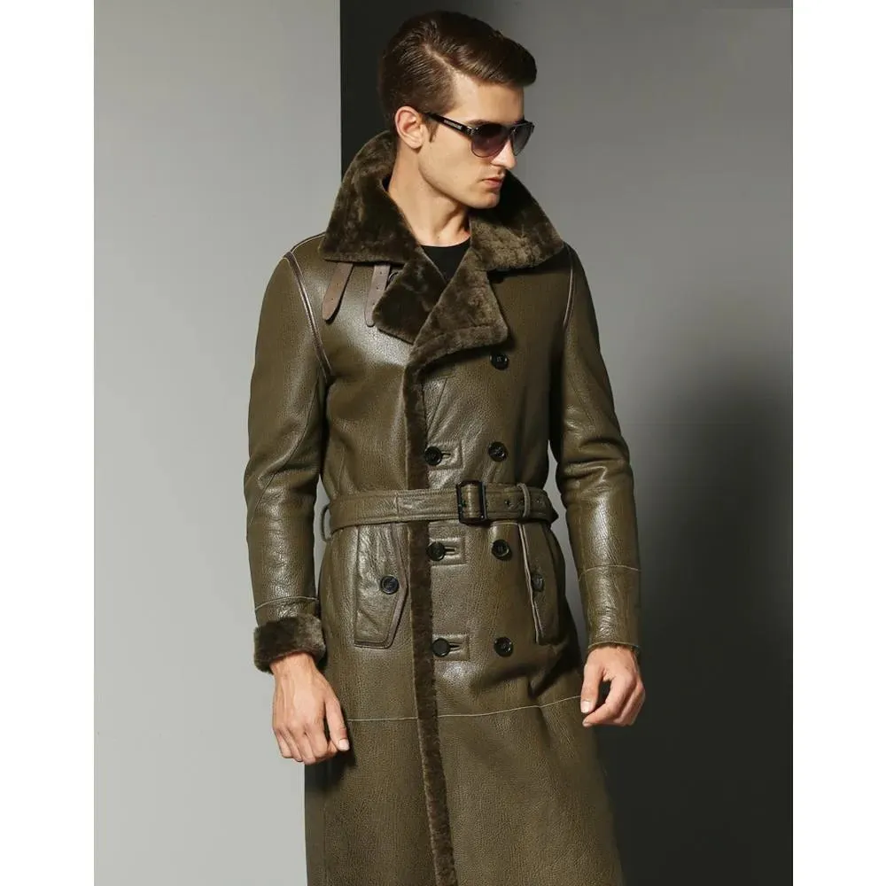 Men's B3 Shearling Jacket - Winter Windbreaker Long Fur Coat