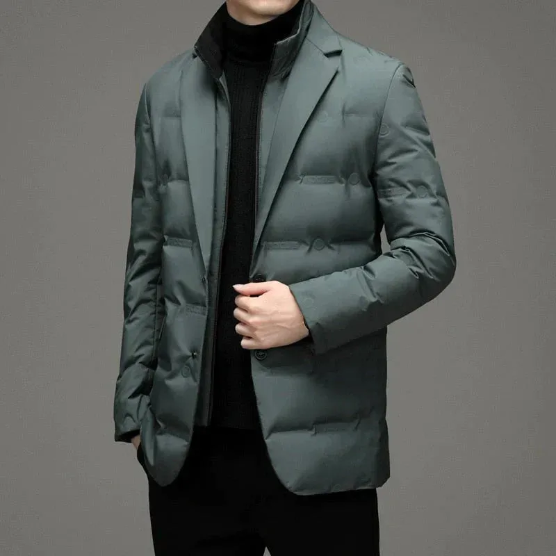 Men's Cozy Waterproof Padded Puffer Coat with Notched Lapel | Perfect for Autumn/Winter