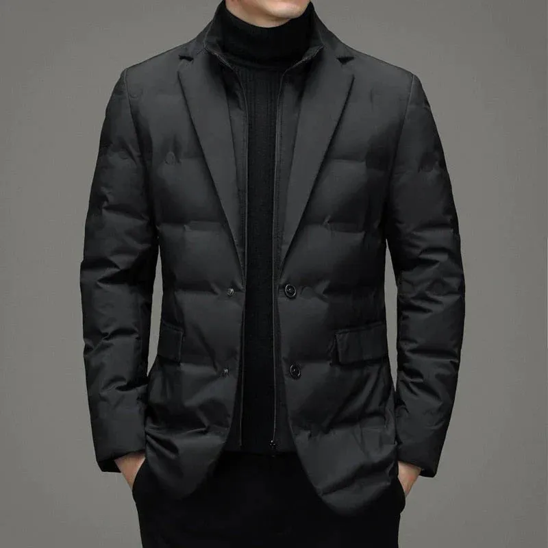 Men's Cozy Waterproof Padded Puffer Coat with Notched Lapel | Perfect for Autumn/Winter