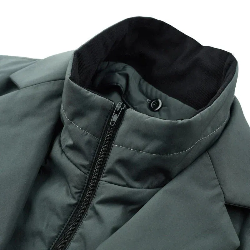 Men's Cozy Waterproof Padded Puffer Coat with Notched Lapel | Perfect for Autumn/Winter