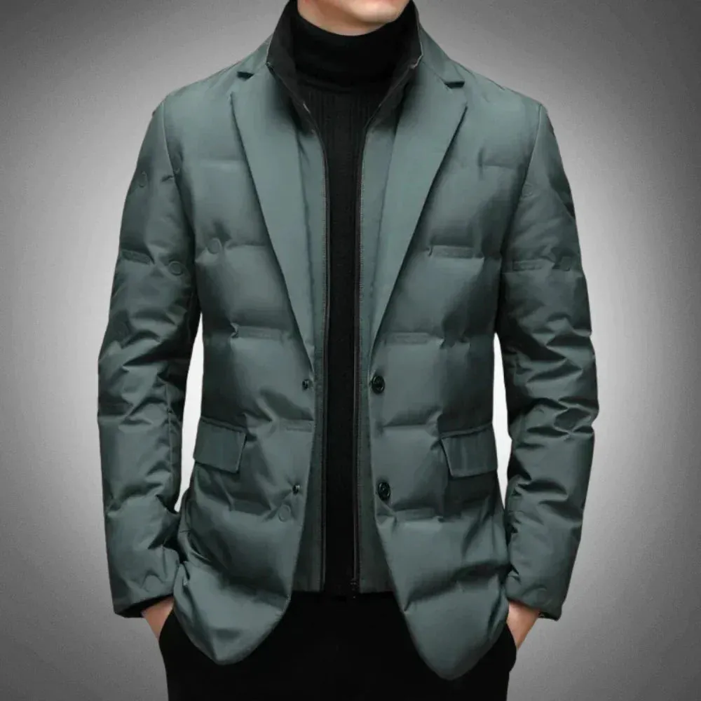 Men's Cozy Waterproof Padded Puffer Coat with Notched Lapel | Perfect for Autumn/Winter