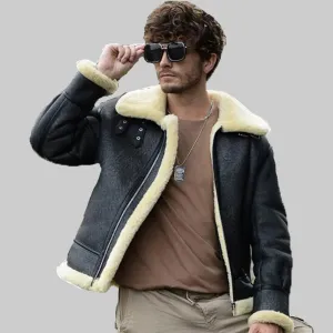 Men's Grey Merino Sheepskin Shearling Jacket