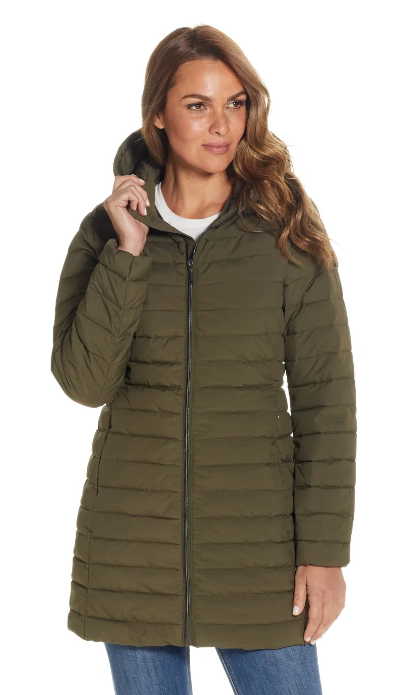 MODERN SHAPED PUFFER WITH STRETCH