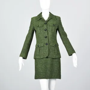 Moschino Cheap & Chic Green Tweed Skirt Suit