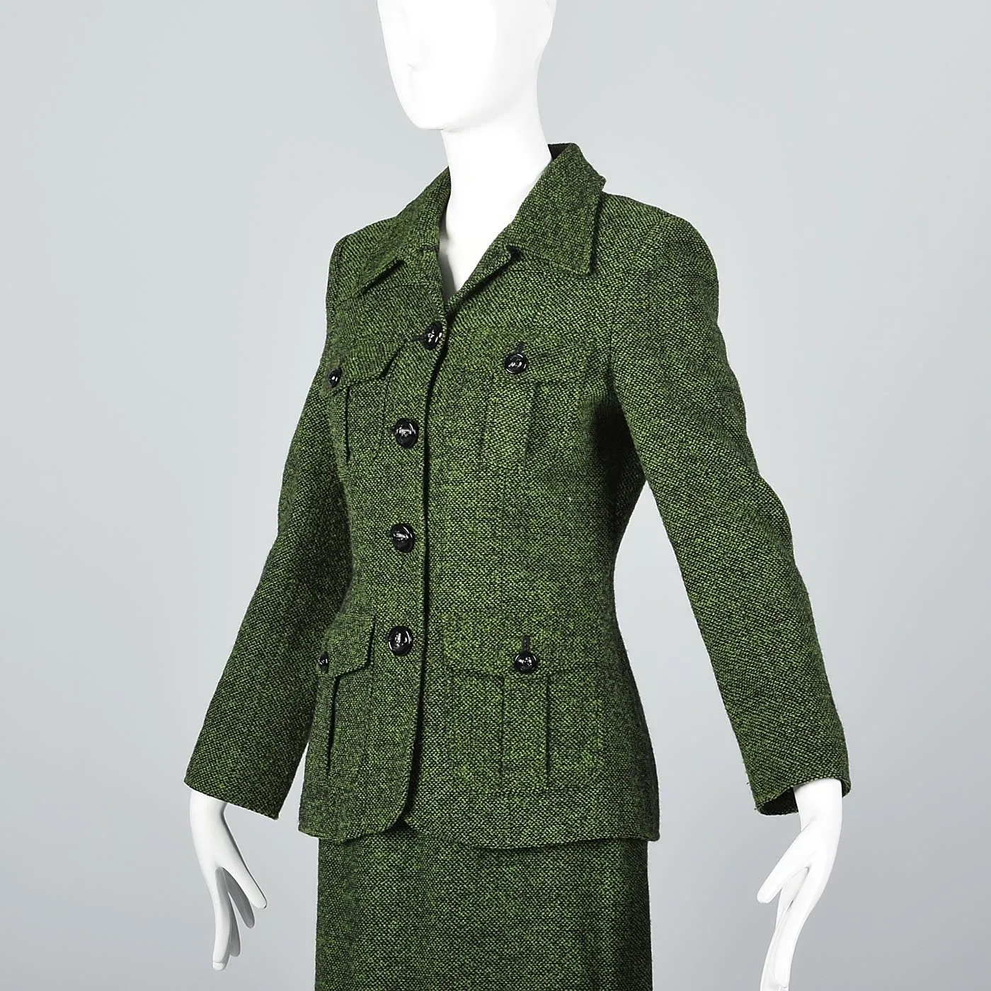 Moschino Cheap & Chic Green Tweed Skirt Suit