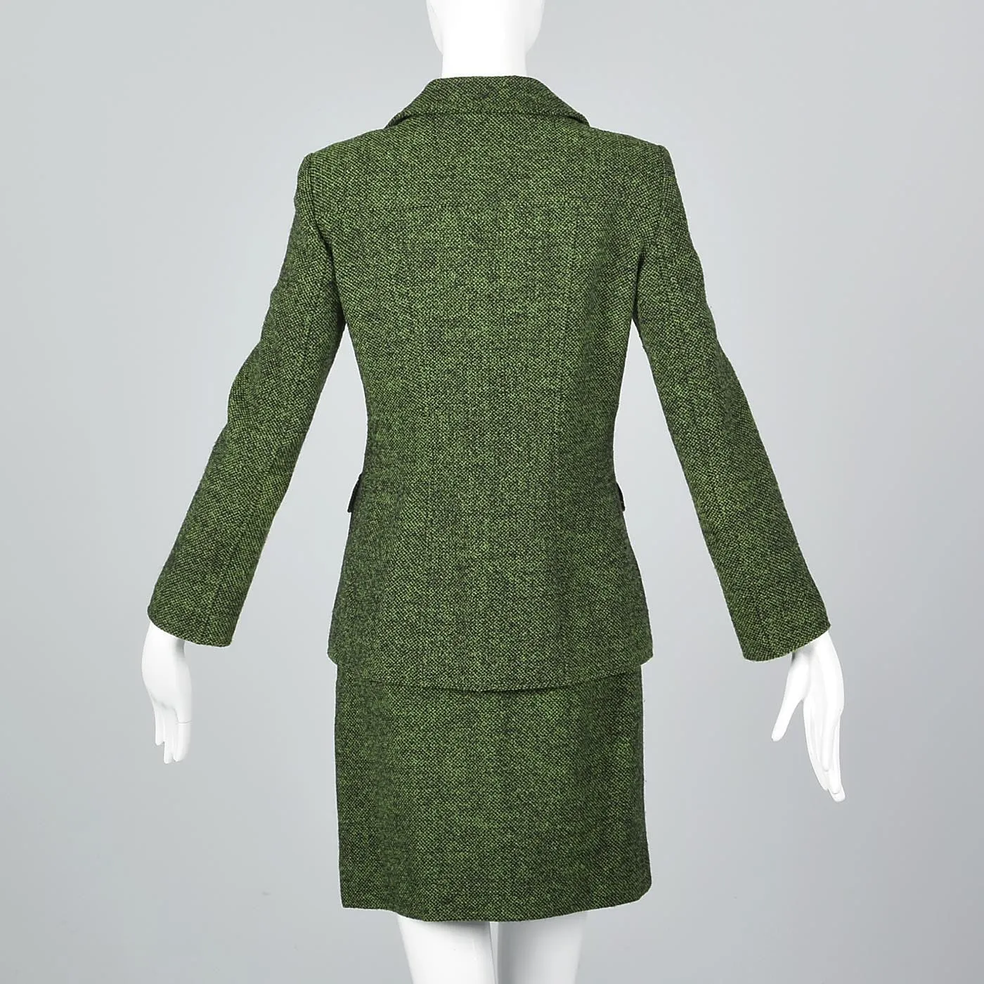 Moschino Cheap & Chic Green Tweed Skirt Suit