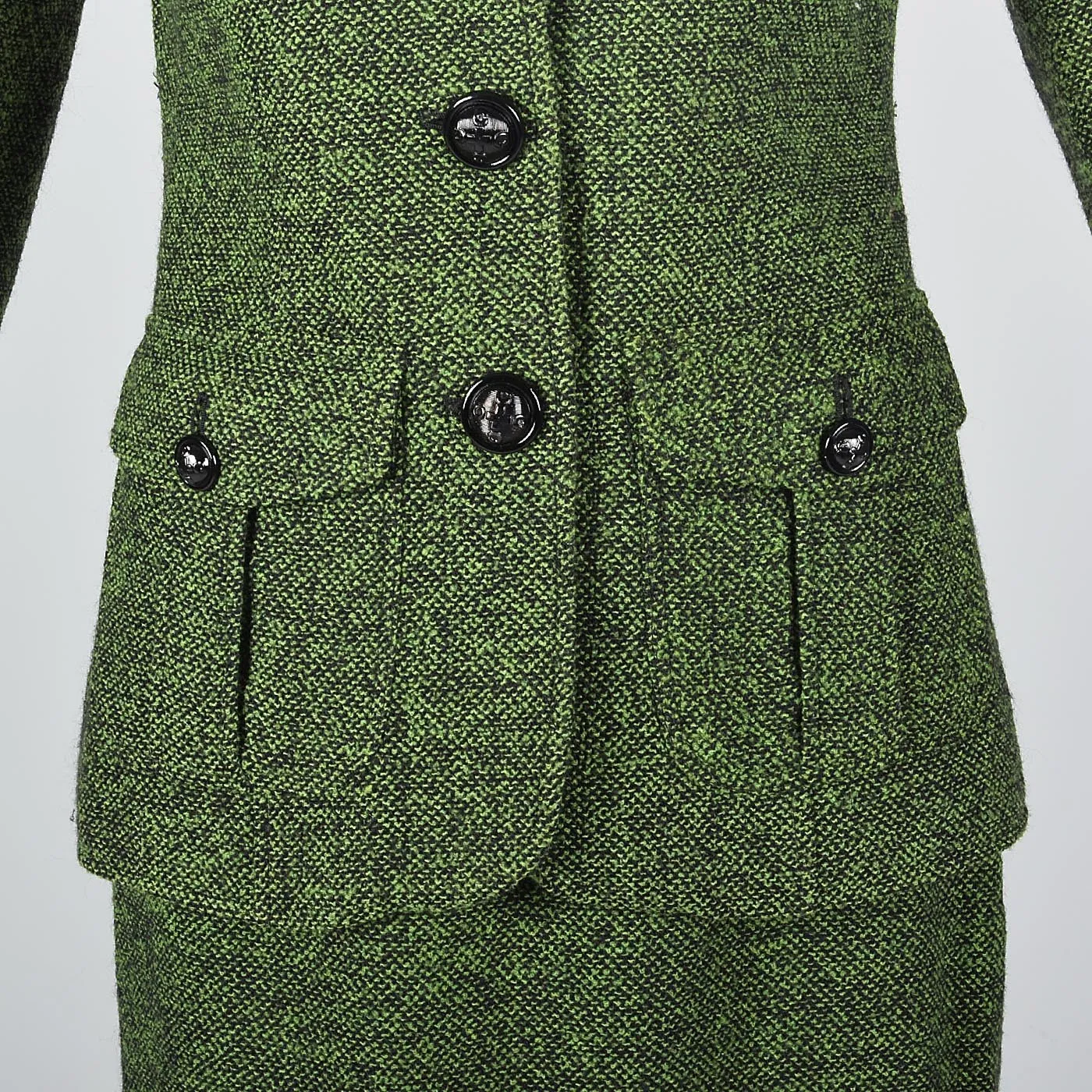 Moschino Cheap & Chic Green Tweed Skirt Suit