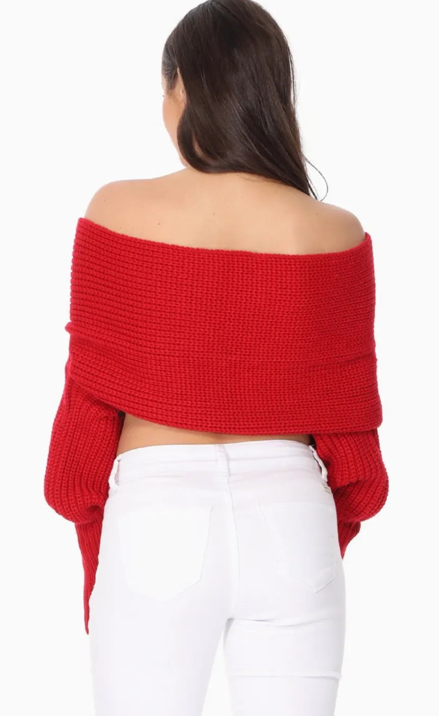 Off Shoulder Convertible Scarf Sweater KC003