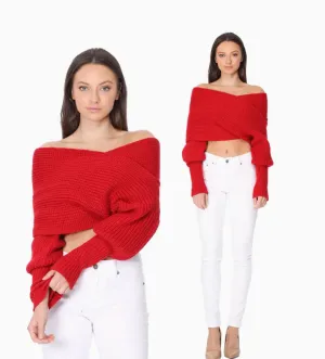 Off Shoulder Convertible Scarf Sweater KC003